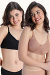 Zivame Double Layered Non Wired 3/4th Coverage Tshirt Bra (Pack of 2) - Multicolor — thumbnail 1